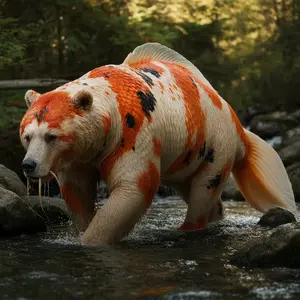 Bear + Koi fish